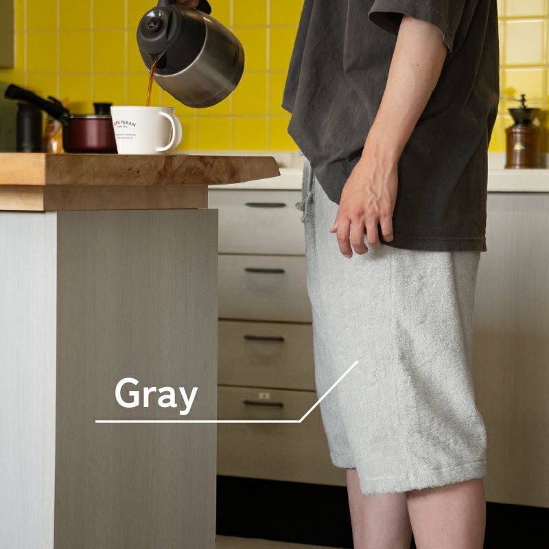 タオルパンツ　今治産　パイルショーツ　カラー　グレー