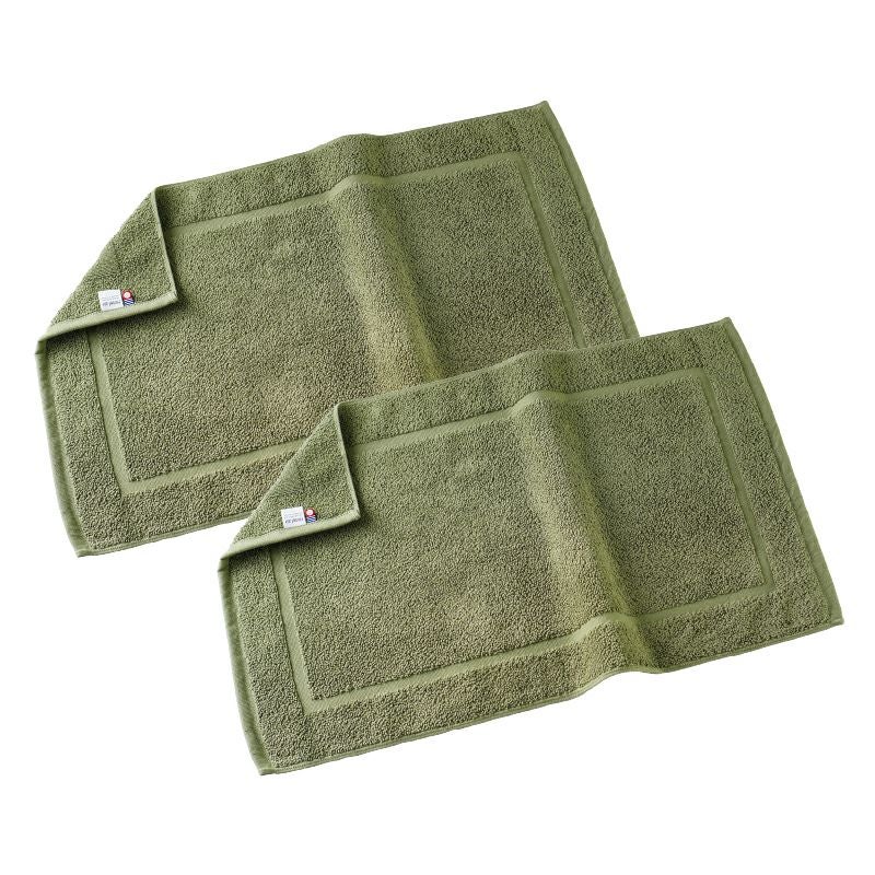 今治 バスマット 2枚セット 乾燥機対応 洗濯 タオル地 カーキ