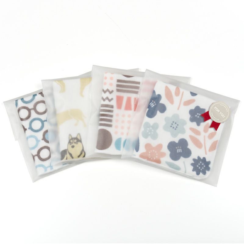 泉州タオル ハンカチ ガーゼハンカチ 柄 ガーゼ かわいい 個包装 プチギフト 動物 フルーツ 花柄 コンパクト 小さめ 4枚 まとめ買い mikke gauze ミッケガーゼ