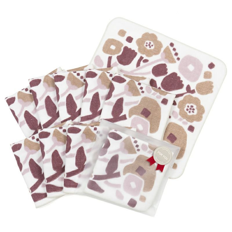 泉州タオル ハンカチ ガーゼハンカチ 柄 ガーゼ かわいい 個包装 プチギフト 動物 フルーツ 花柄 コンパクト 小さめ 10枚 まとめ買い mikke gauze ミッケガーゼ