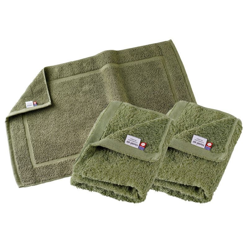 ホテルエアー ギフトセット バスマット1枚 フェイスタオル2枚 グレー