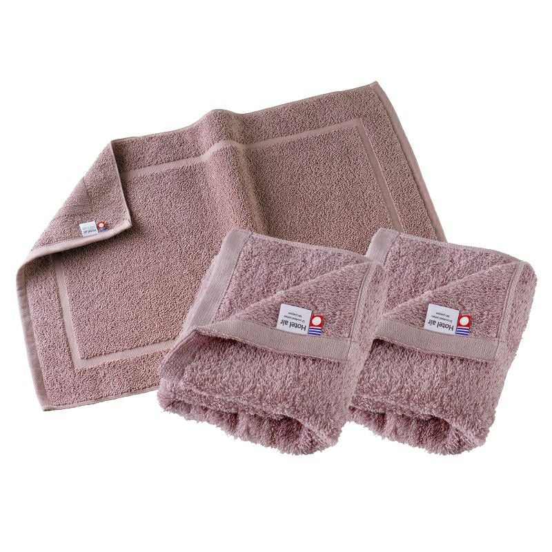 ホテルエアー ギフトセット バスマット1枚 フェイスタオル2枚 カーキ