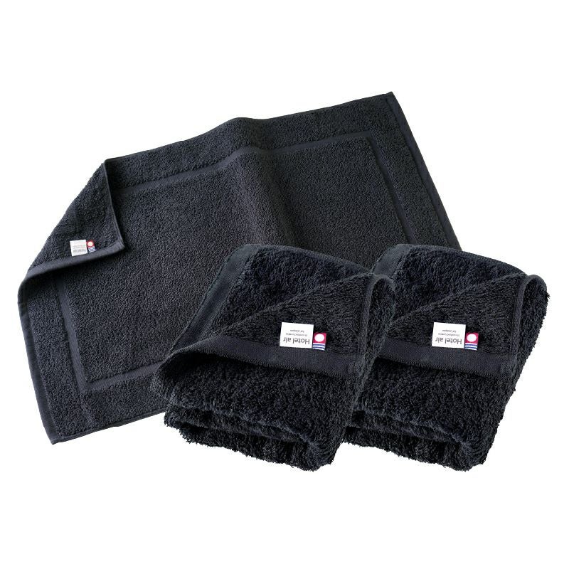 ホテルエアー ギフトセット バスマット1枚 フェイスタオル2枚 ネイビー