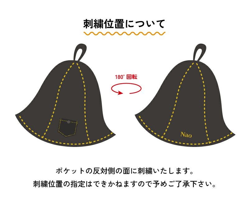 サウナハット サウナ アウトドア デニム生地  オシャレ 頭皮保護 名入れ 刺繍  刺繍位置