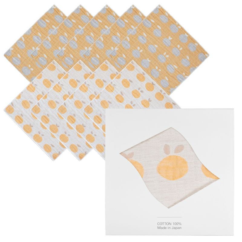 ガーゼハンカチ 10枚セット ジャガード まとめ買い 個包装 プチギフト yori 紙パッケージ お返し リバーシブル ギフト 男性 女性 職場 退職