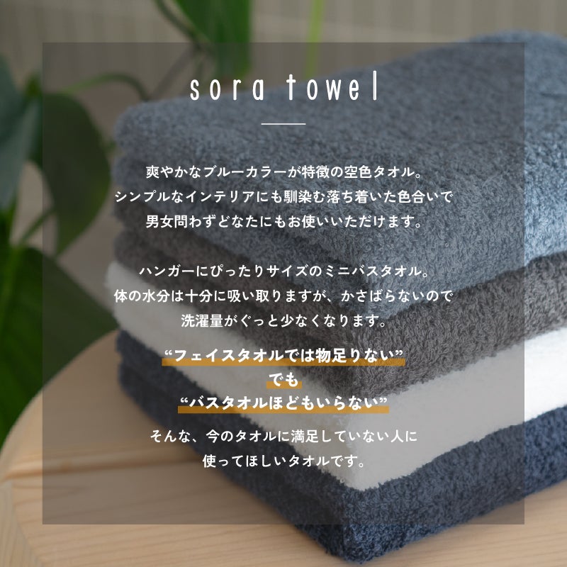 泉州タオル ミニバスタオル 4枚 soratowel 泉州 日本製 大きめフェイス 小さめバス 日本製ミニバスタオル コンパクトまとめ買い バスタオル 吸水 速乾 綿100％ 洗濯しやすい バスタオル代わり やわらか肌触り 高吸水 タオル 日本製タオル コンパクトサイズ 毎日使い 省スペース 軽量タオル